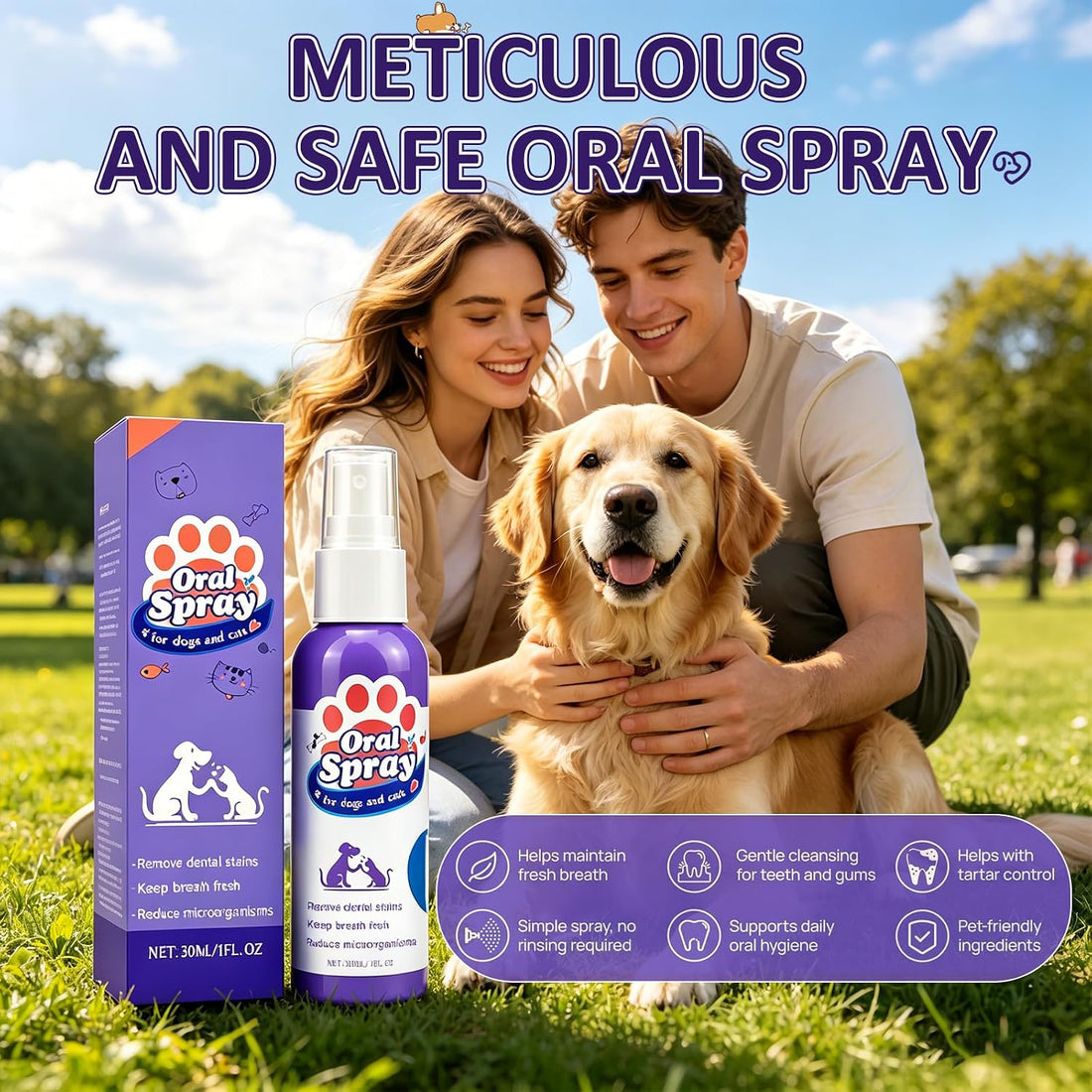 Wanban Pet Oral Spray, Teeth Cleaning Spray for Dogs and Cats