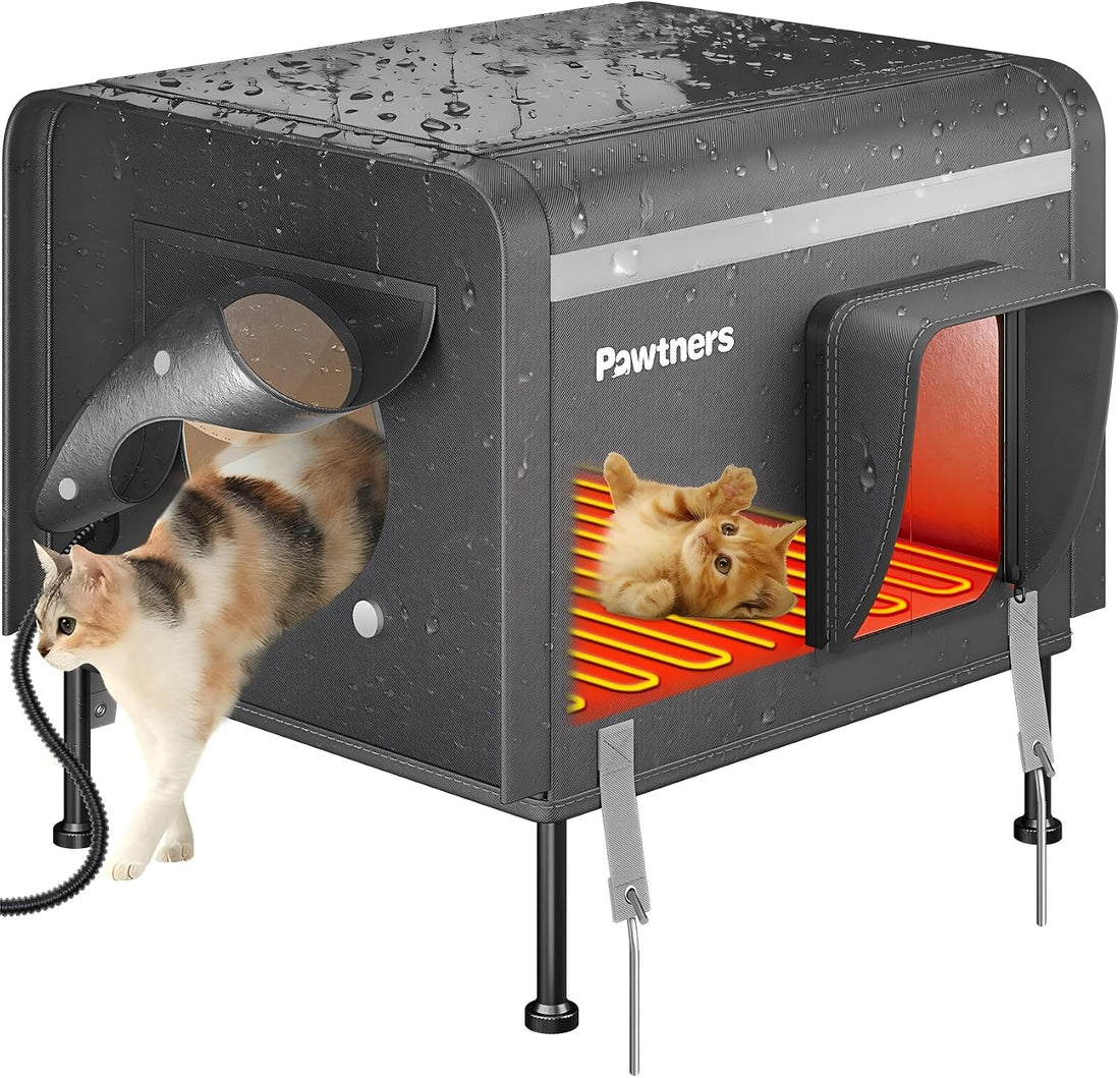 Pawtners 32'' XXL Heated Outdoor Cat House for Outside feral Cats