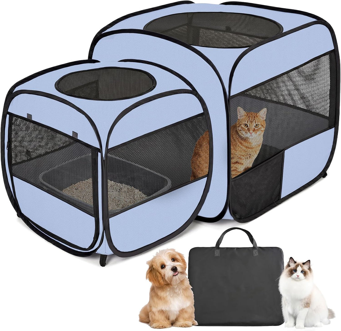 2-in-1 Dog Playpen, 58''Pop Up Cat Puppy Pet Playpen Indoor/Outdoor
