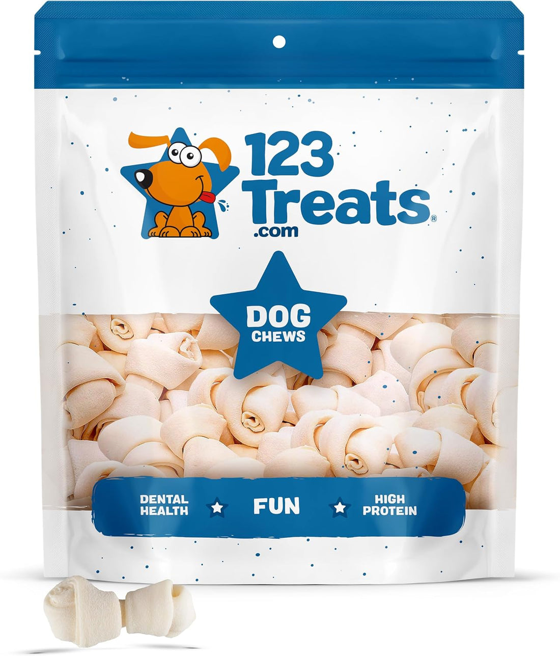 123 Treats | Dog Rawhide Bones Chews 3-4" Premium Rawhide Dog Bones