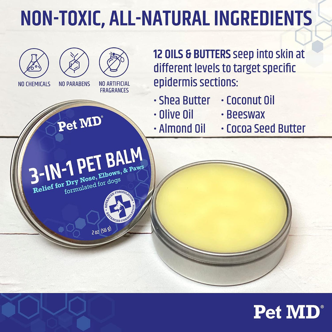 Pet MD Dog Paw Balm - 3-in-1 Paw, Nose/Snout