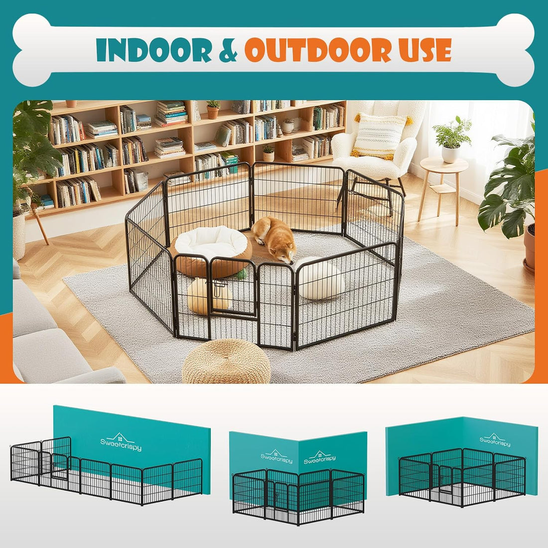 NEWBULIG Dog Playpen Indoor 8 Panels 24 Inch