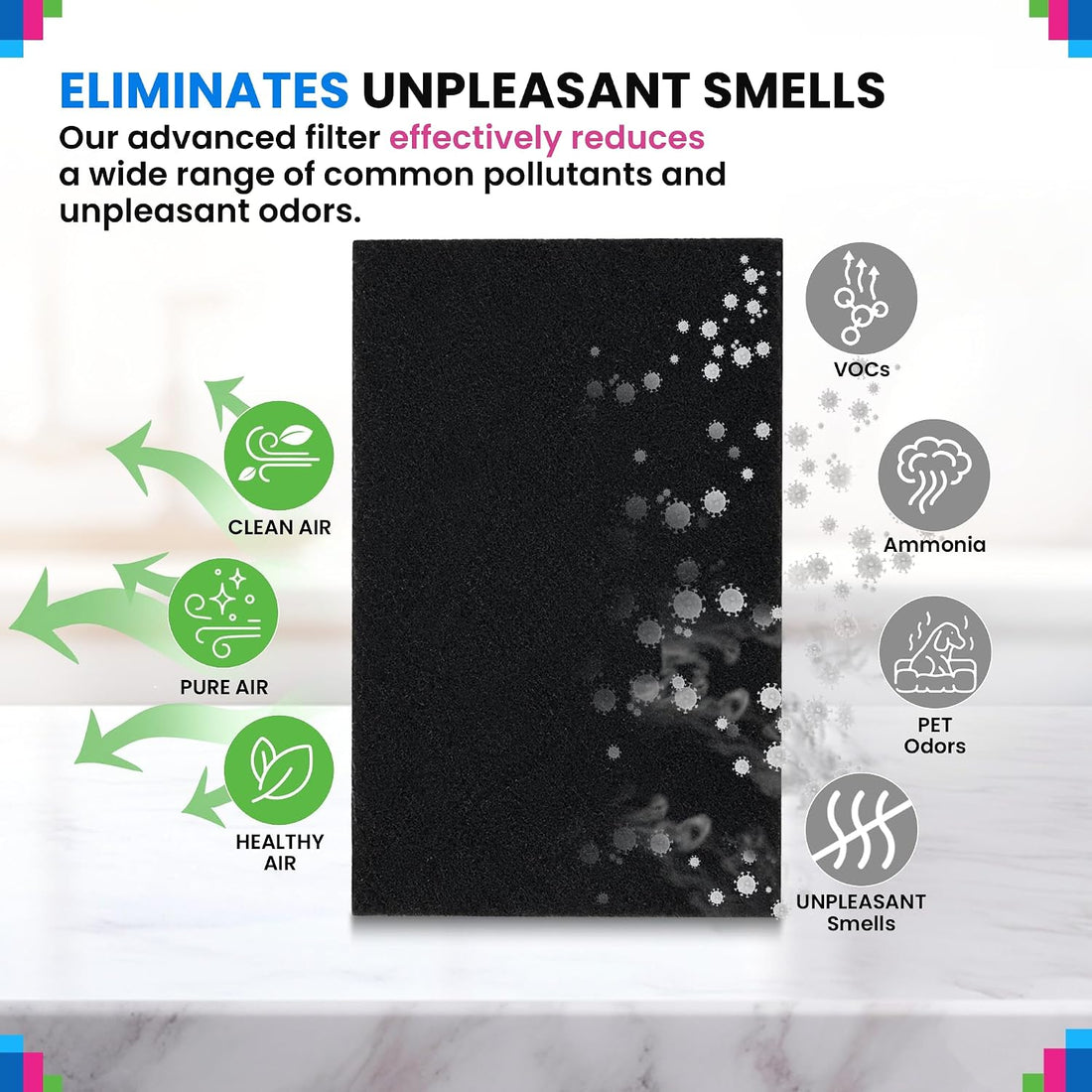 Bagean Litter Box Carbon Filter Replacement 4.3" x 6.45" Fits Van