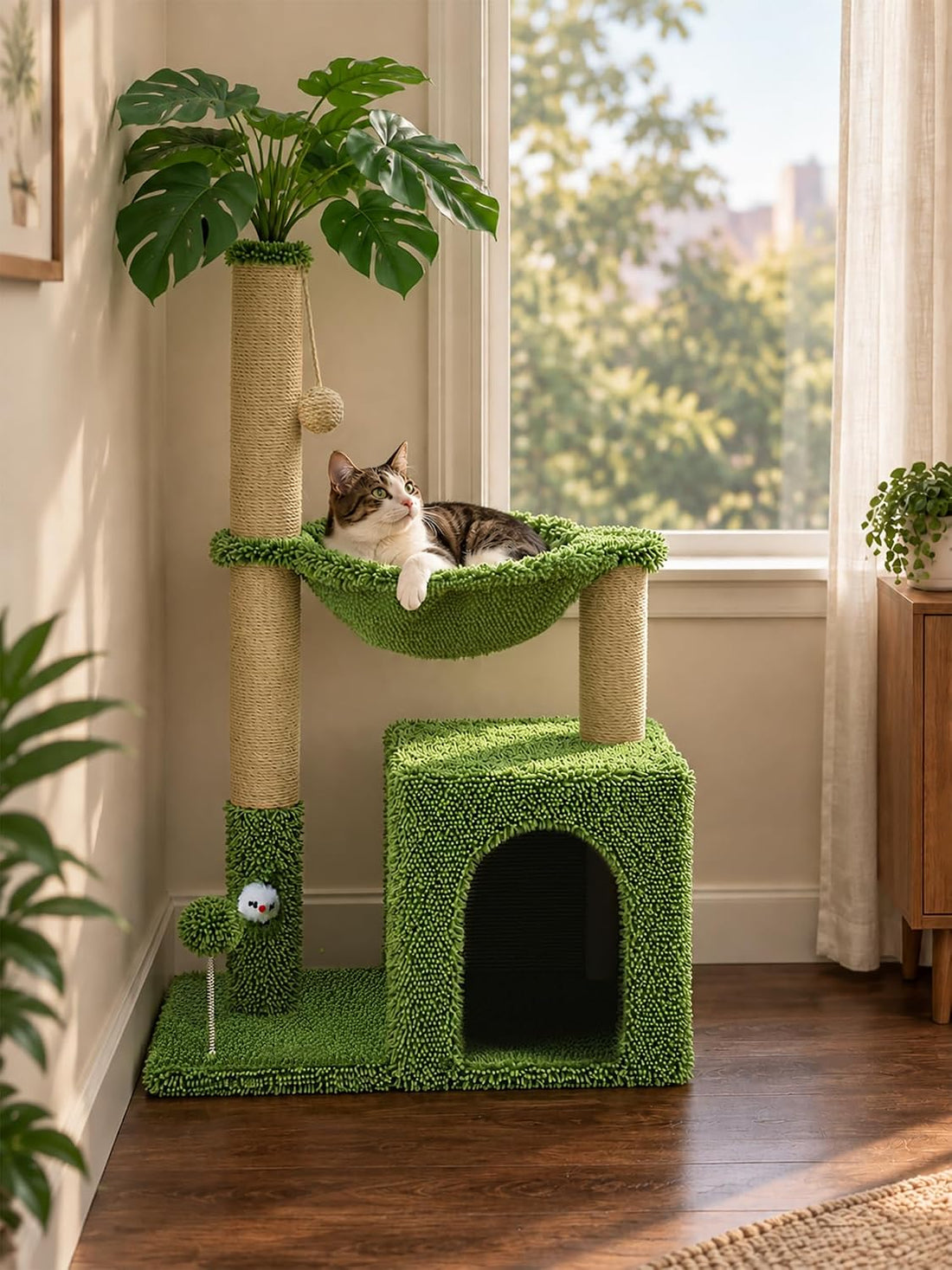 Woochpet 38'' Cat Tree Condo with Hammock Cat Tower with Scratching