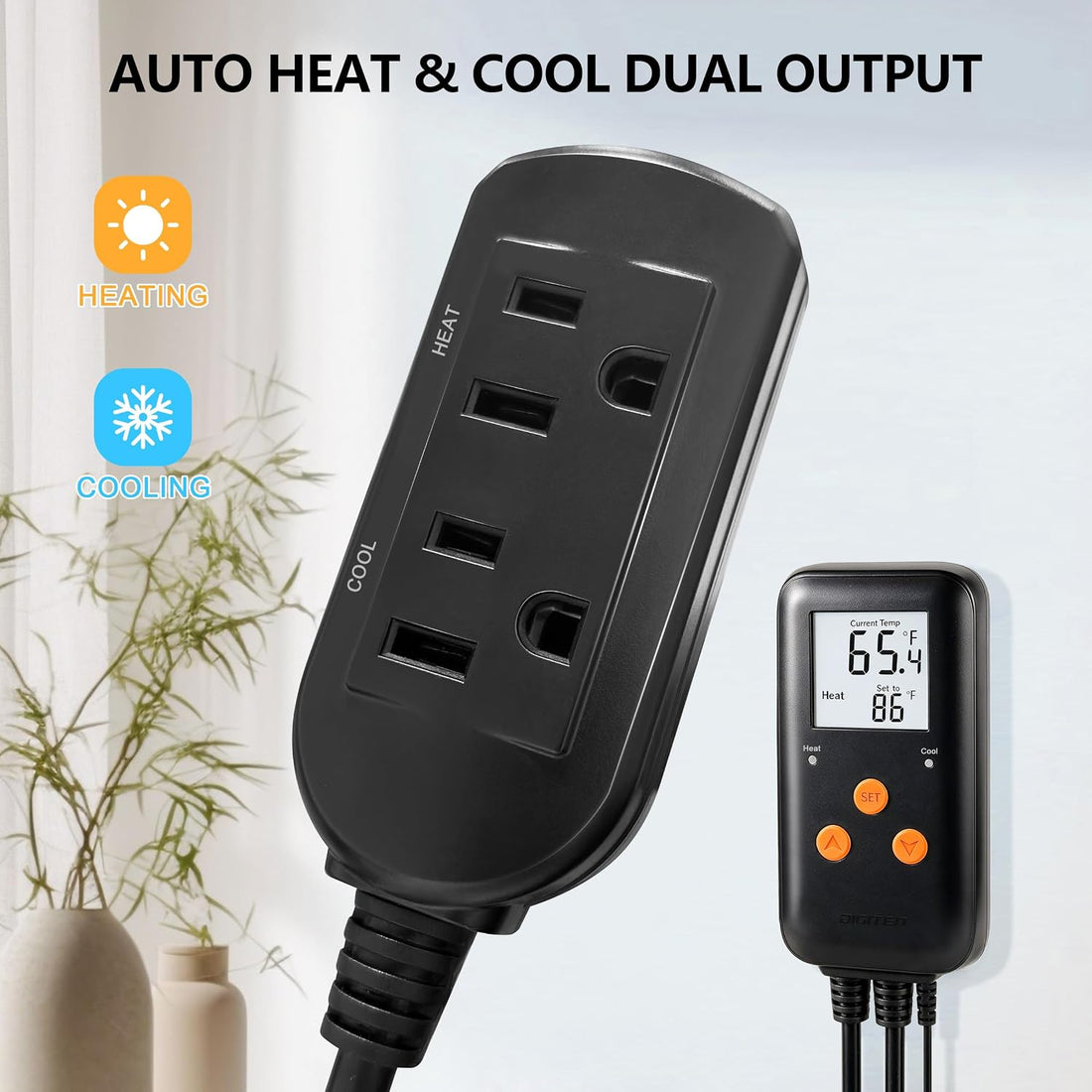 DTC-1021 Dual Heat Cool Temperature Controller, 10A Thermostat