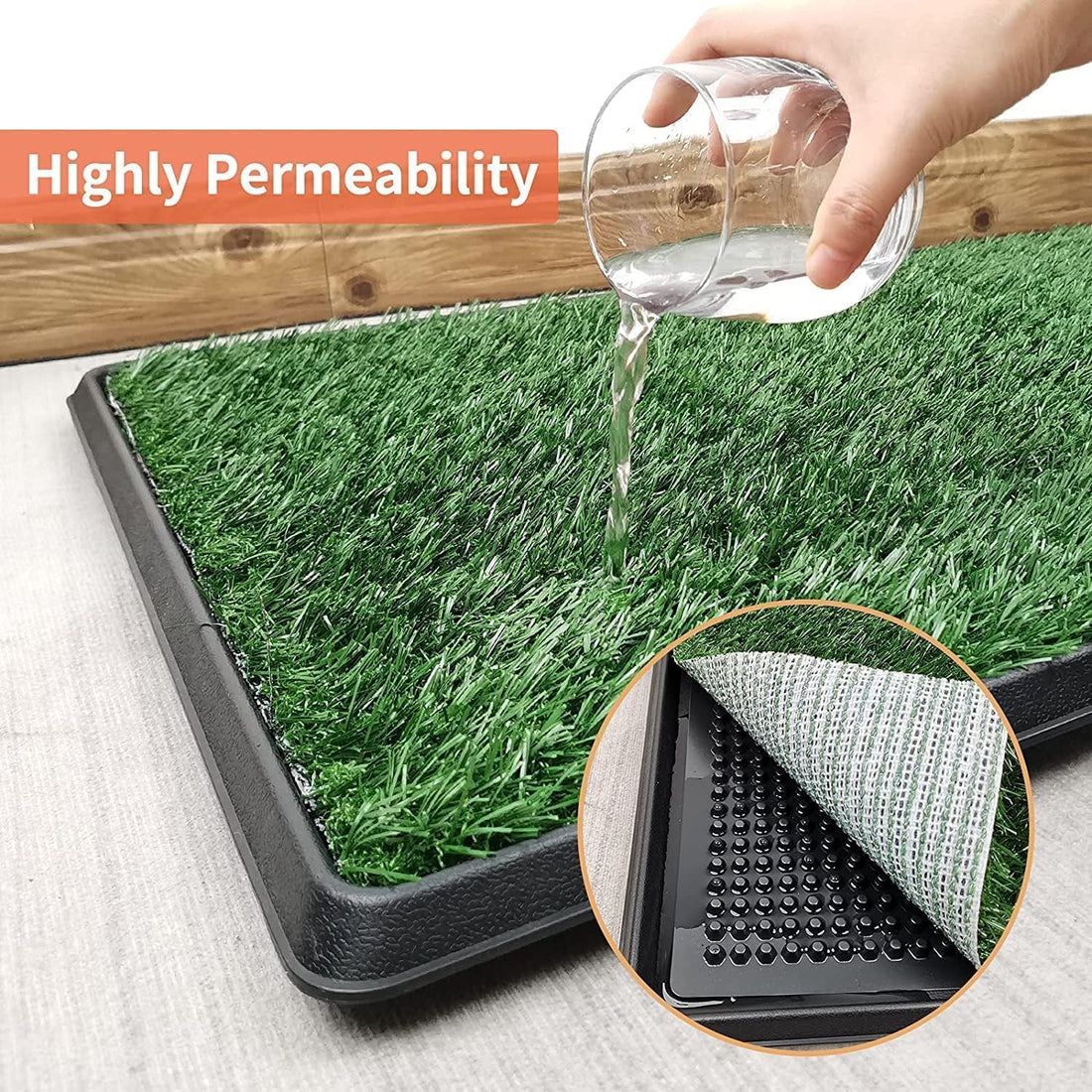 Grass Pad with Tray 20"x16", Dog Litter Box for Puppy Training