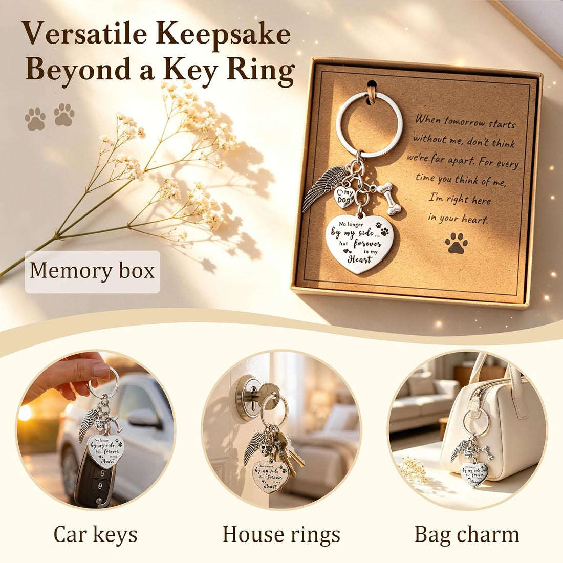 Pet Memorial Gifts for Dogs, Keepsakes Sympathy Remembrance Keychain