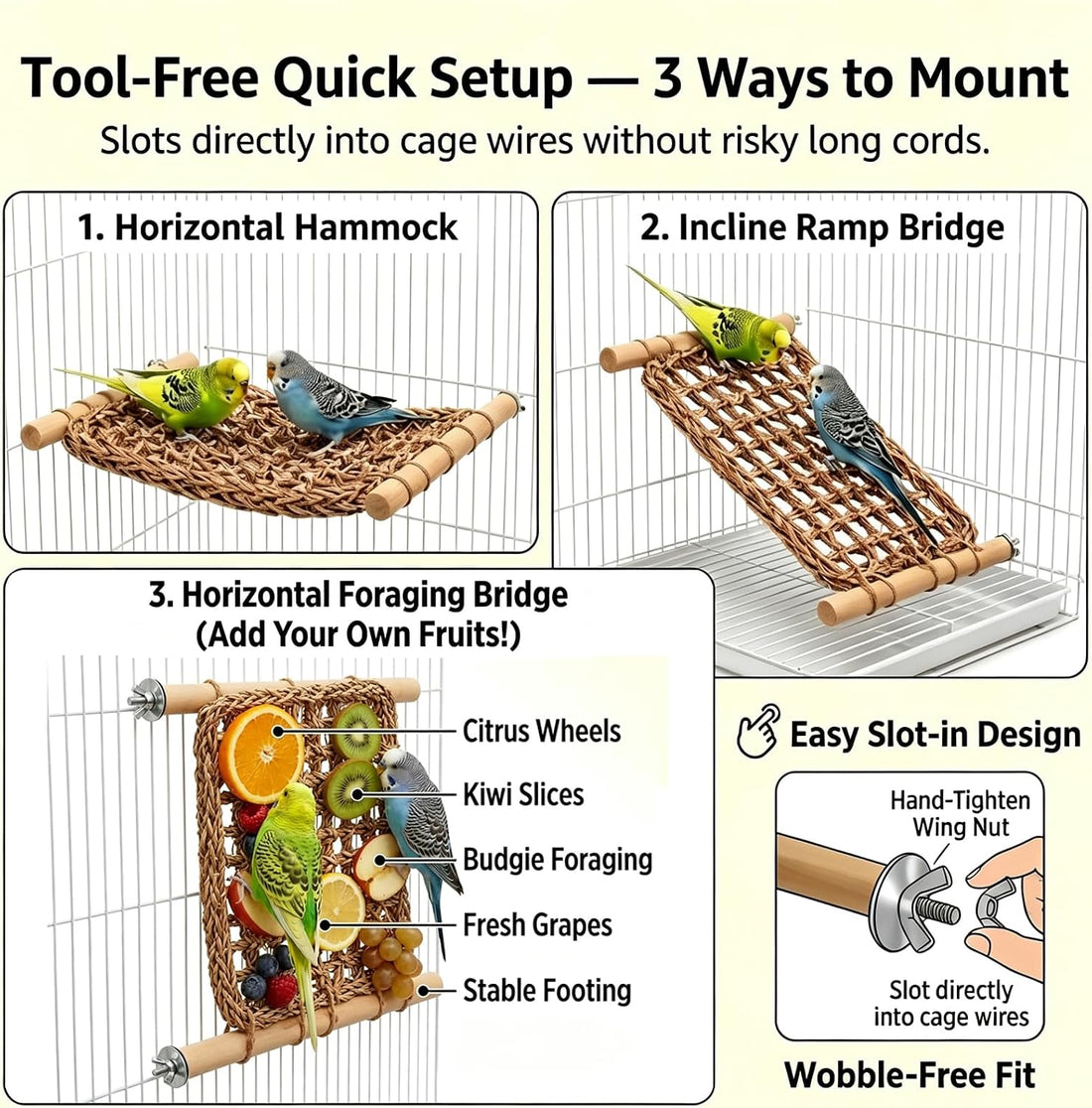 Bird Seagrass Mat Parrot Climbing Net Ladder Bridge Chew Toy