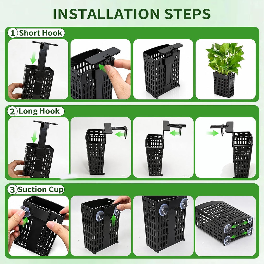 Upgraded Adjustable Aquarium Plant Holder,2 Pack Black