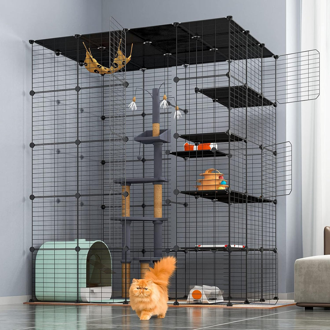 Oneluck 5-Tier 69 Inch Large Cat Cages DIY Cat Playpen Detachable