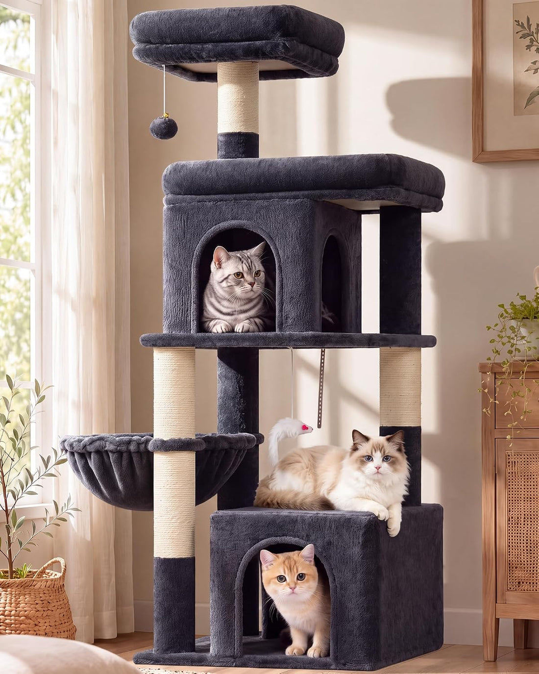 Globlazer Extra Tall Cat Tree Tower for Indoor Cats, 76in, F76
