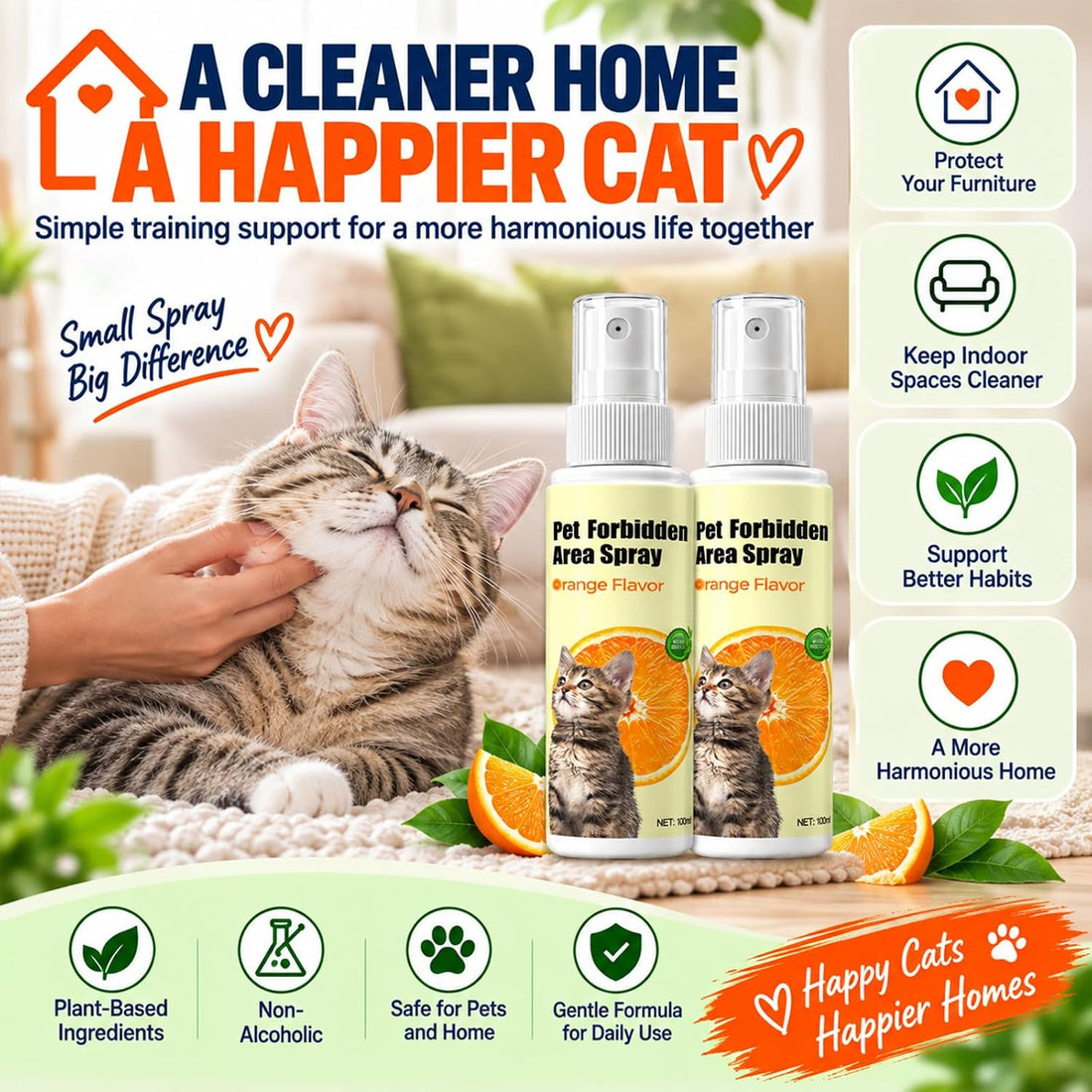 Cat Deterrent Spray, Cat Training Spray, No Pee Spray