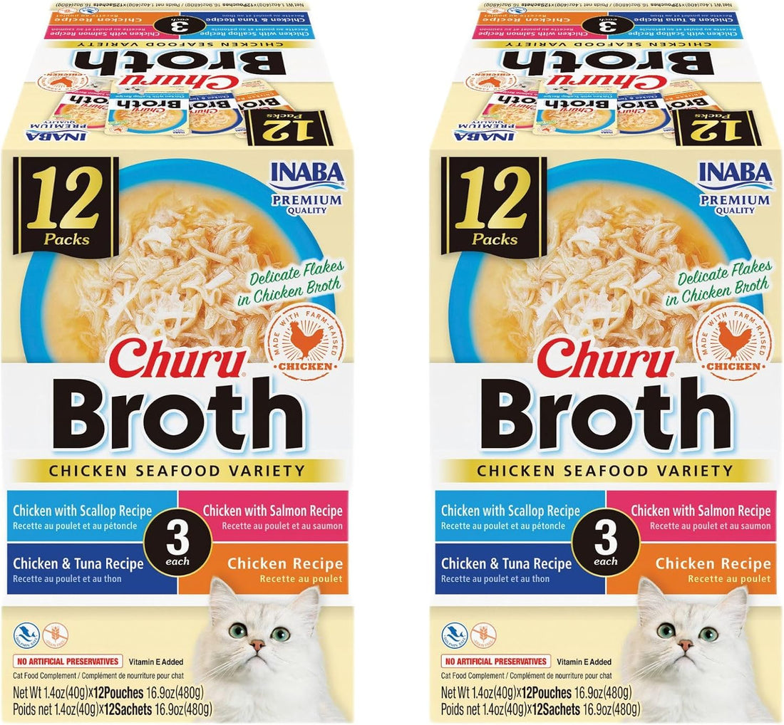 INABA Churu Broth for Cats, Side Dish Pouch, 1.4 Ounces per Pouch
