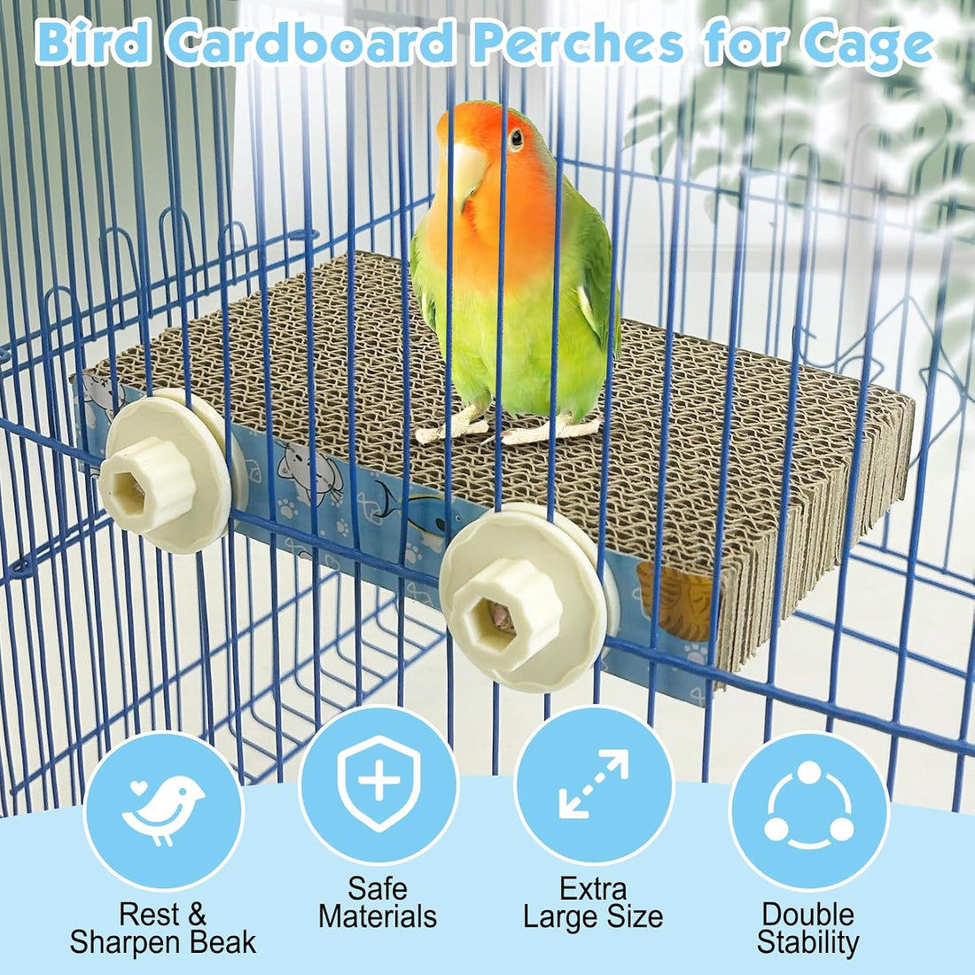3 PCS Bird Cardboard Platform Hanging Parrot Cage Perch Bird Paw