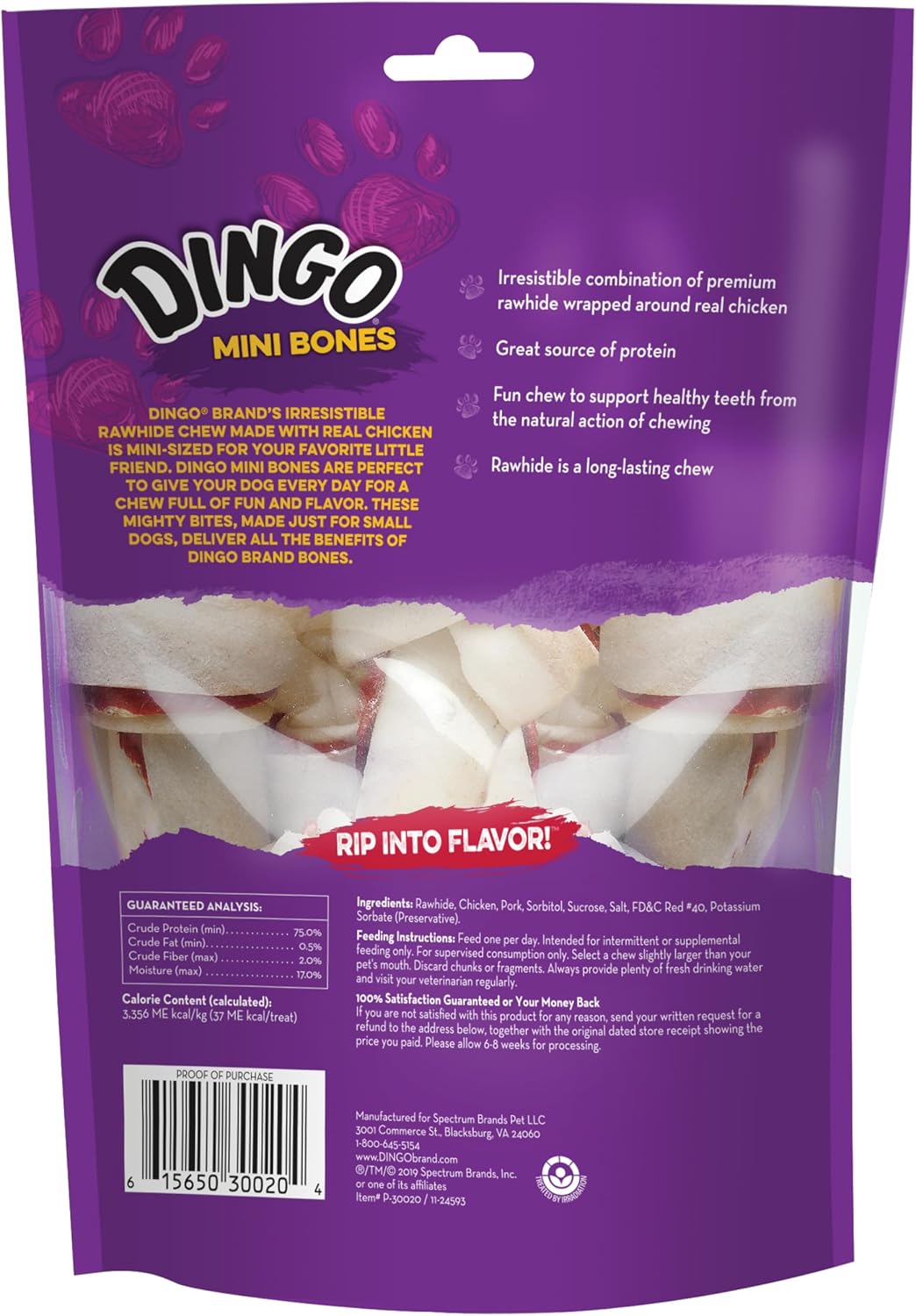 Dingo Mini Bone Rawhide Dog Treat For Small Dogs, 7 Count