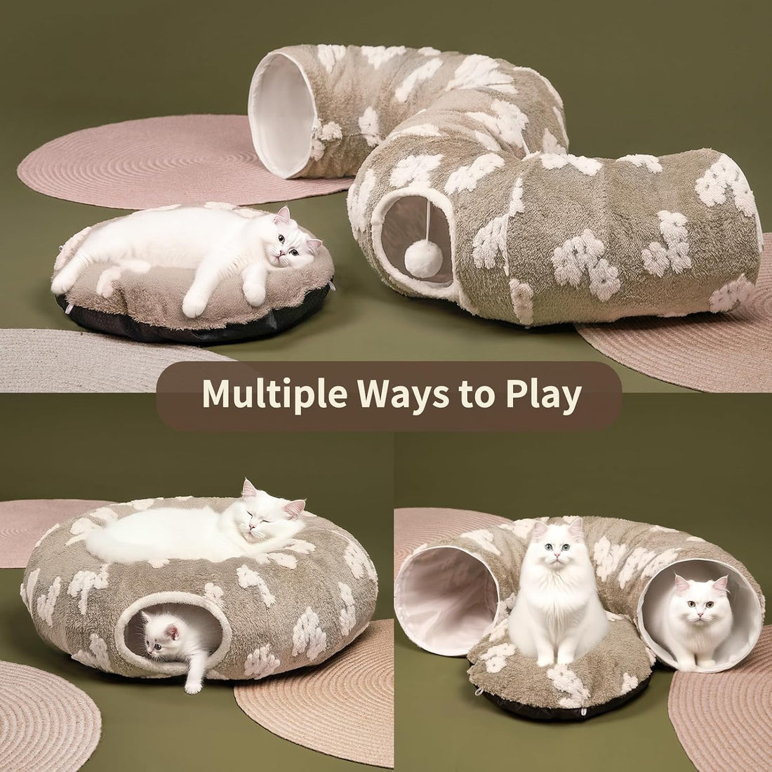 Pesen Cat Tunnel Bed with Soft Cushion