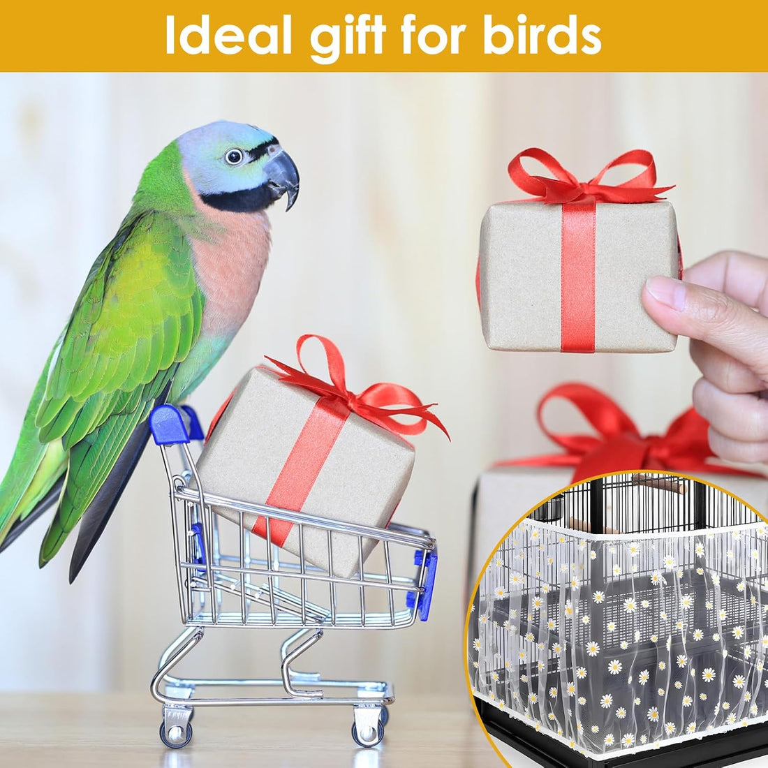 Universal Bird Cage Seed Catcher, Nylon Mesh Stretchy Bird Cage Skirt