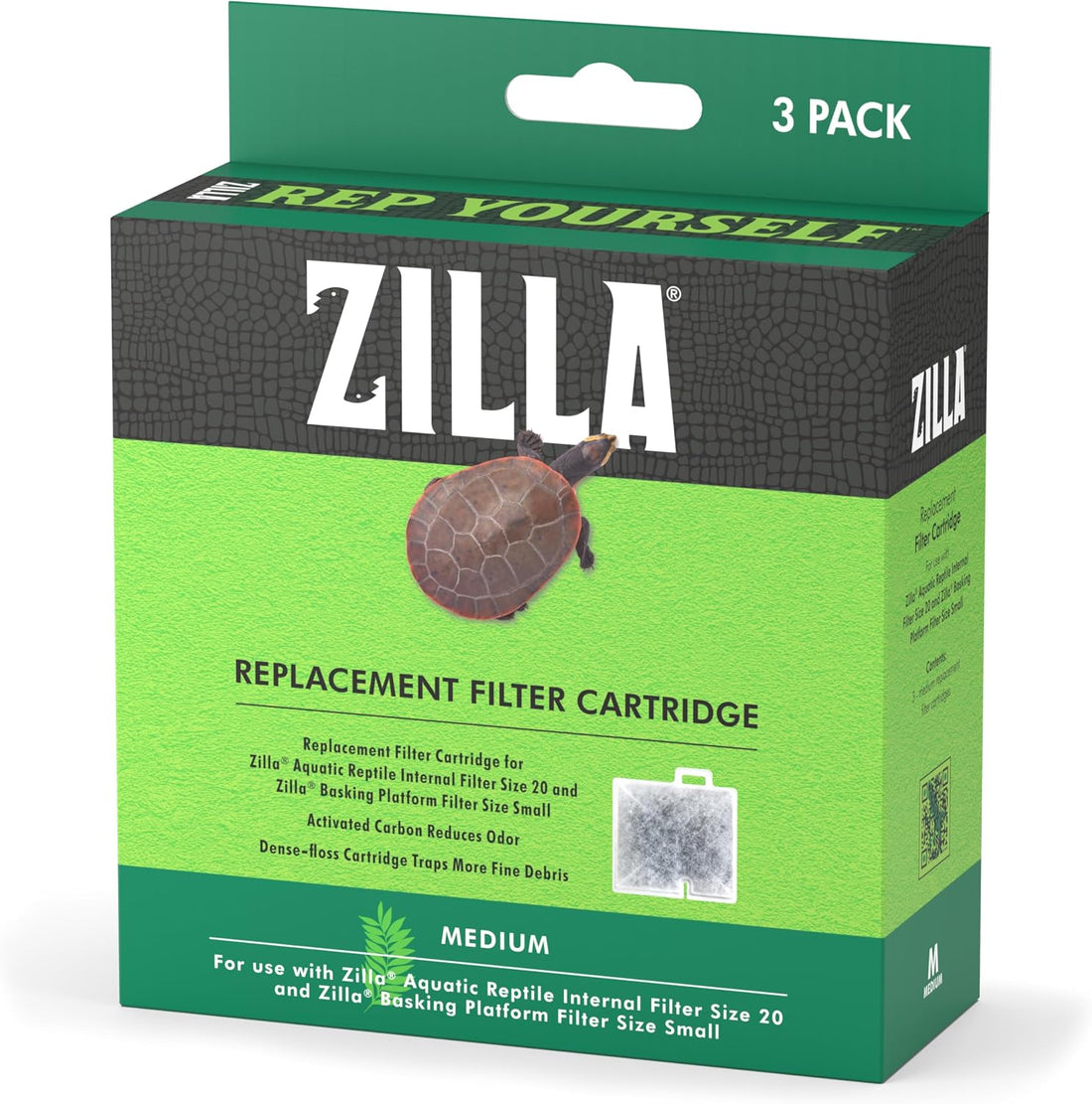 Zilla Reptile Pet Terrarium Water Filter Replacement Cartridge, Large