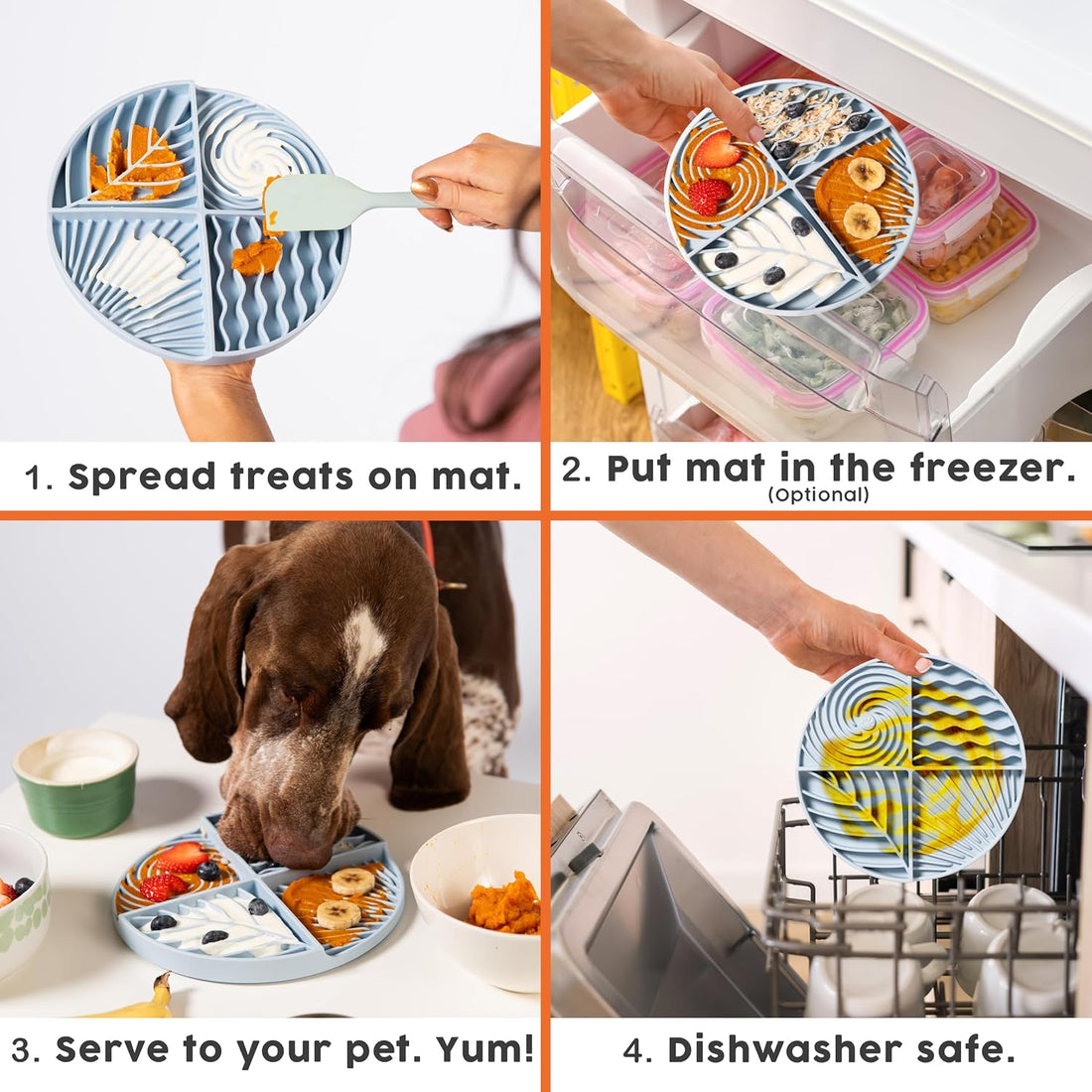 Silicone Dog Lick Mat & Slow Feeder with Suction Cups for Anxiety