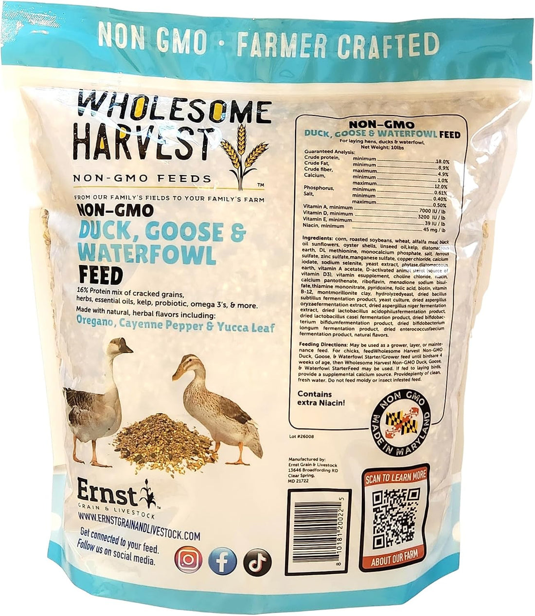 Wholesome Harvest Duck, Goose, Waterfowl Layer Feed 10 lb