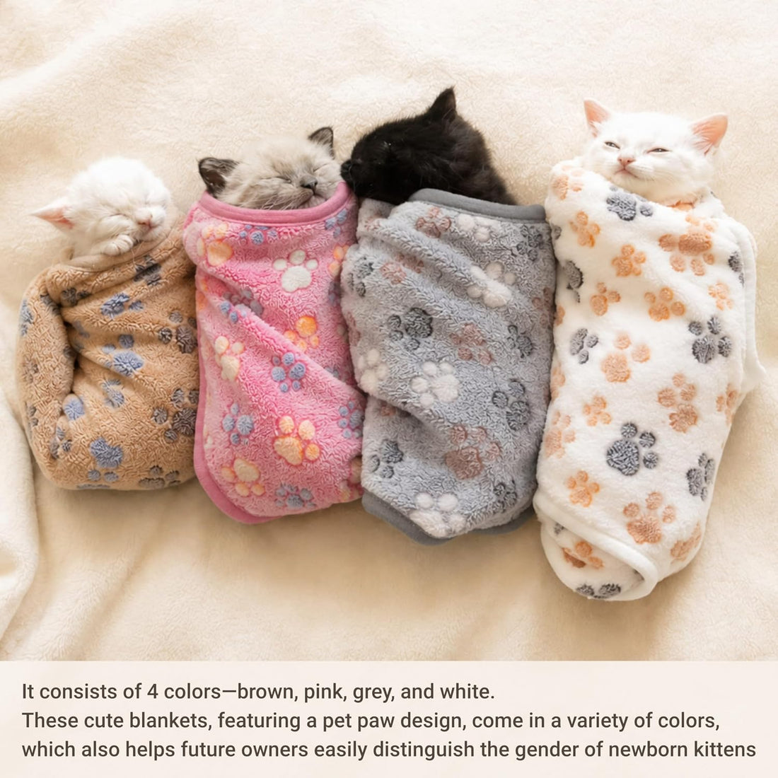 1 Pack 4 Kitten Blankets for Indoor Kittens