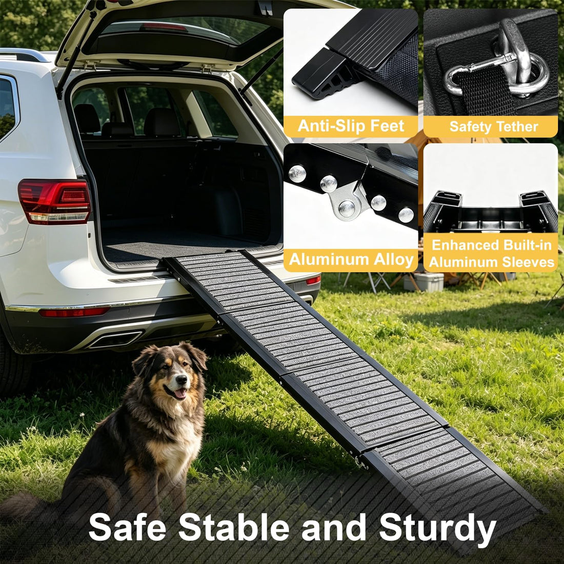 Dog Ramp for Car 79" L 17.3" W,Foldable Extra-Long Ramp