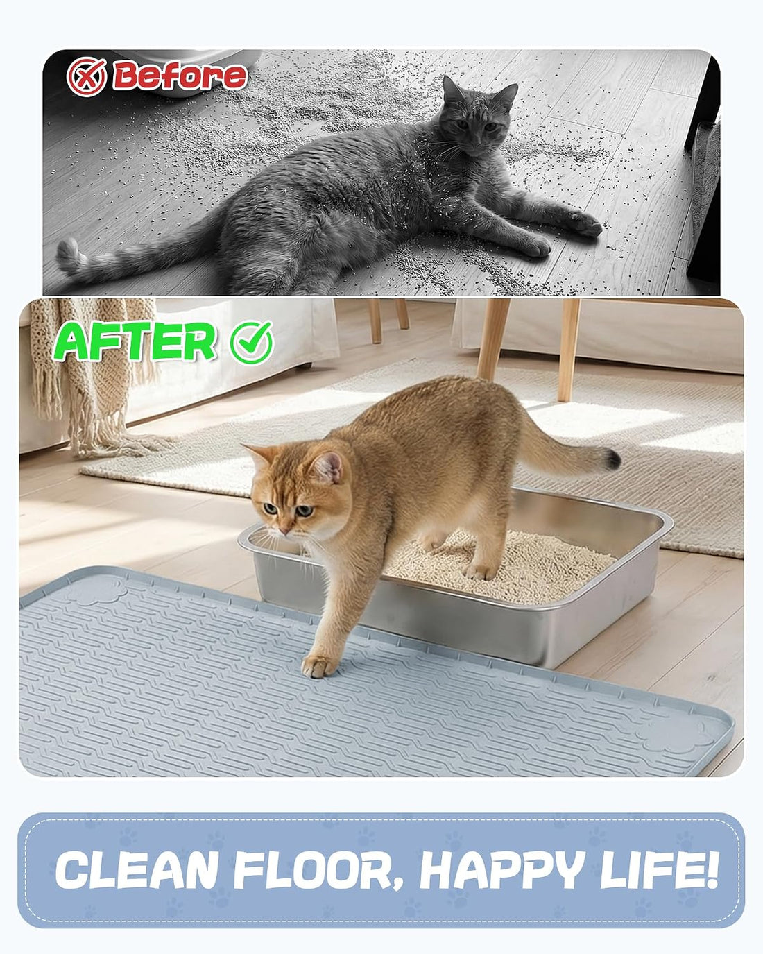 ANWA Waterproof 40" x 28" Extra Large Litter Box Mat