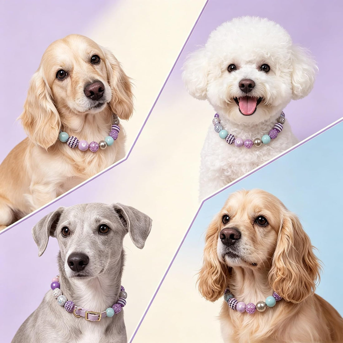 20mm Chunky Beaded Dog Necklace Adjustable for Medium Large Pets