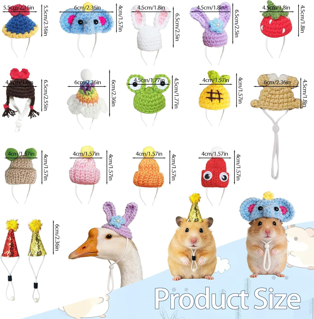 16Pcs Chicken Hats Adjustable Mini Hat