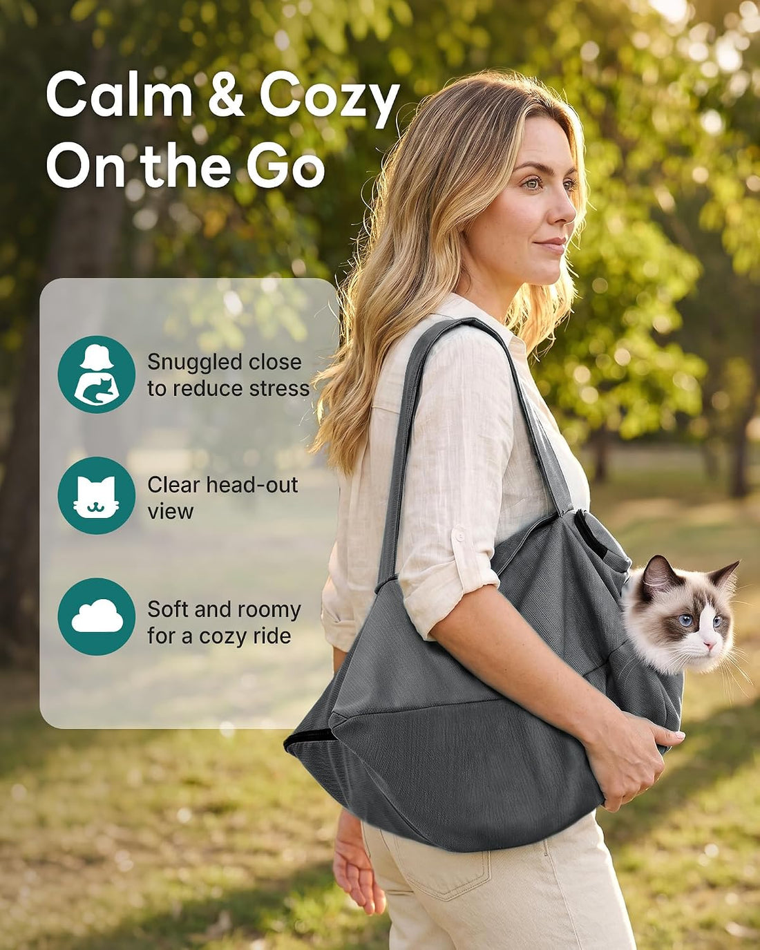 Cat Carrier Pouch, Soft Cat Grooming Restraint Bag for Vet Visits