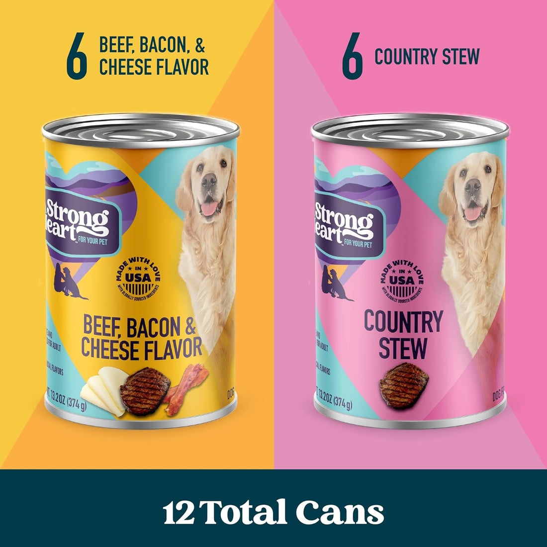 A Strong Heart Variety Pack, Beef Bacon & Cheese & Stew, 12pk