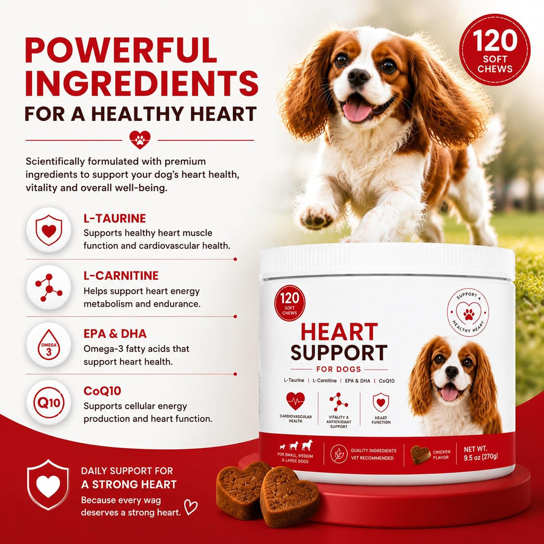 Taurine for Dogs - Heart Support Supplement, with L-Taurine