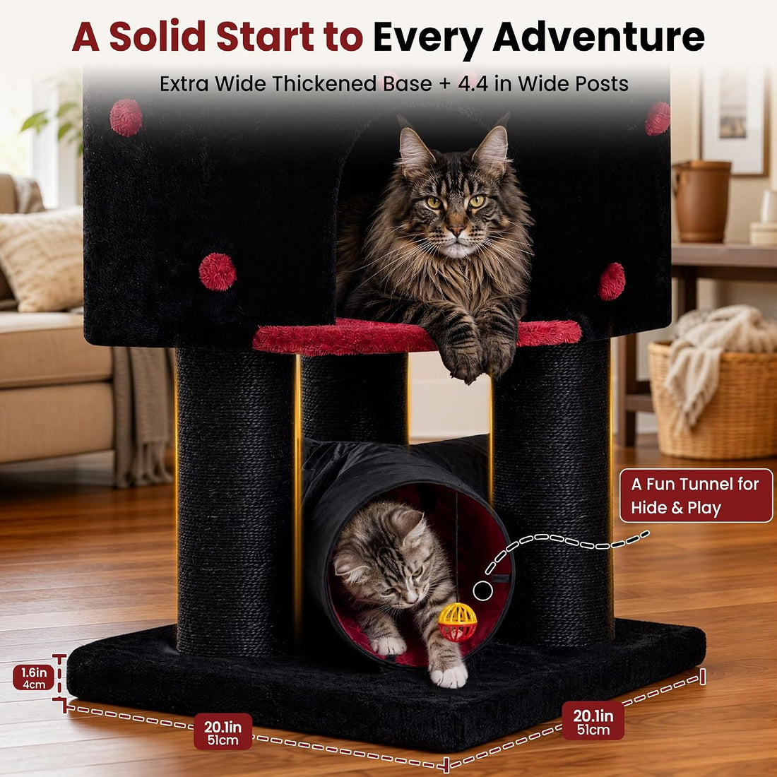 Heavy Duty Large Cat Tree Tower, Extra Wide Cat Scratching Posts