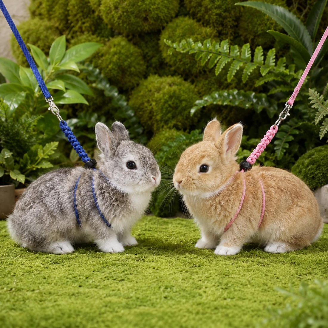 Adjustable Rabbit Harness and Leash Set, 4 Pcs Rabbit Leash