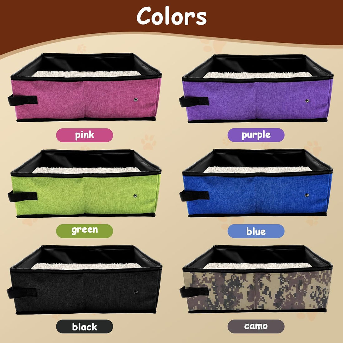 Folding Travel Litter Box for Cats, Portable Waterproof Cat Litter Box