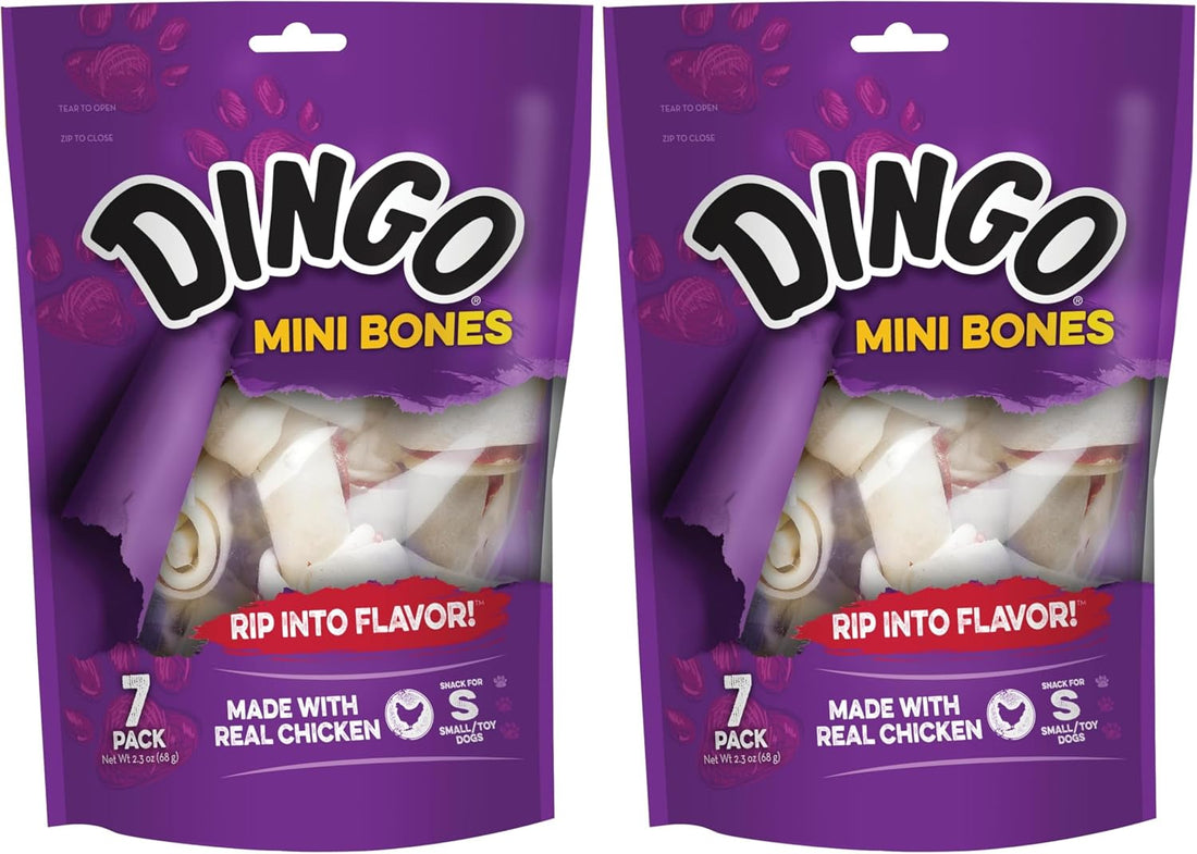 Dingo Mini Bone Rawhide Dog Treat For Small Dogs, 7 Count