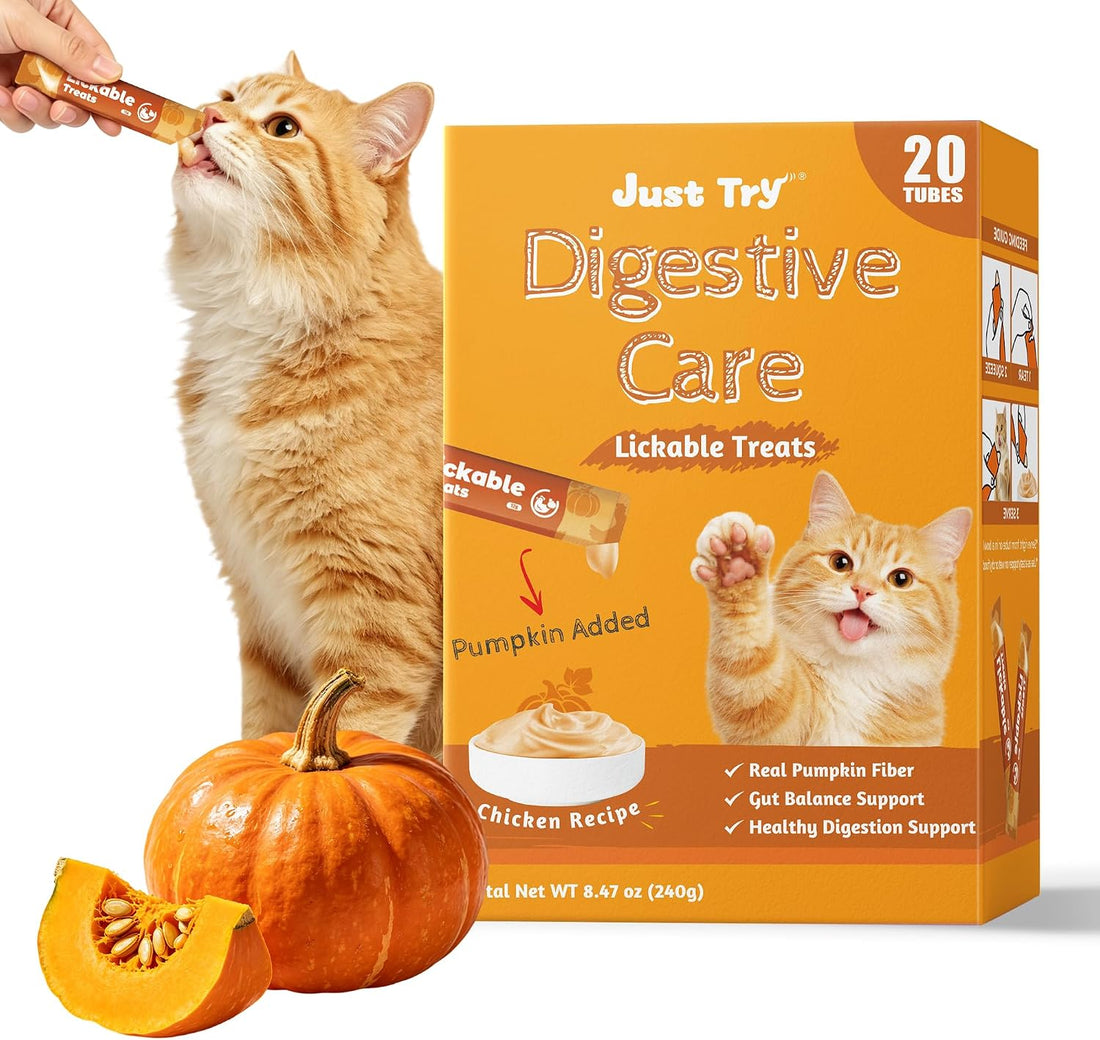 Just Try Pumpkin Lickable Cat Treats with Taurine, 20 Tubes