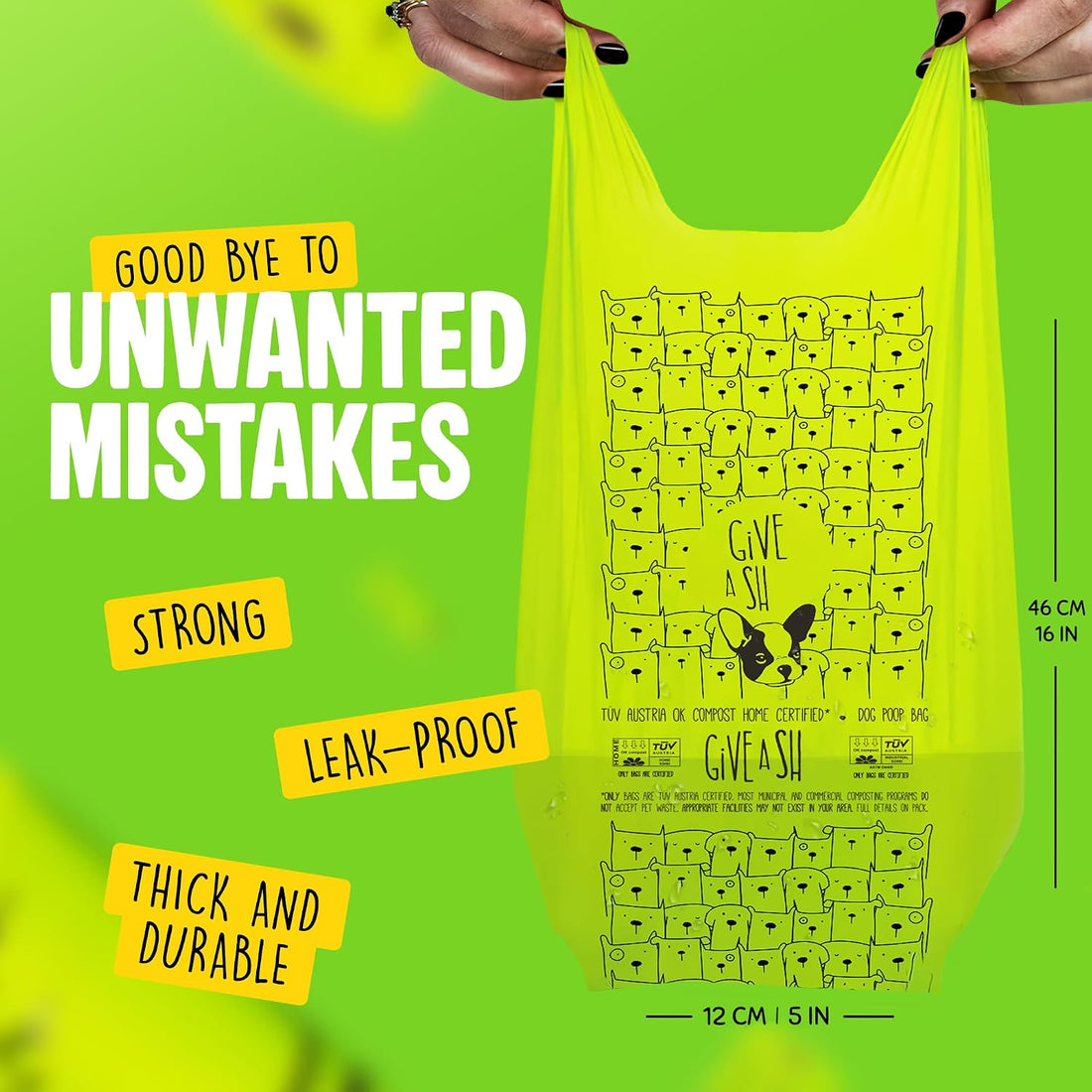 Dog Poop Bags with Handles - TÜV Austria OK compost HOME certified