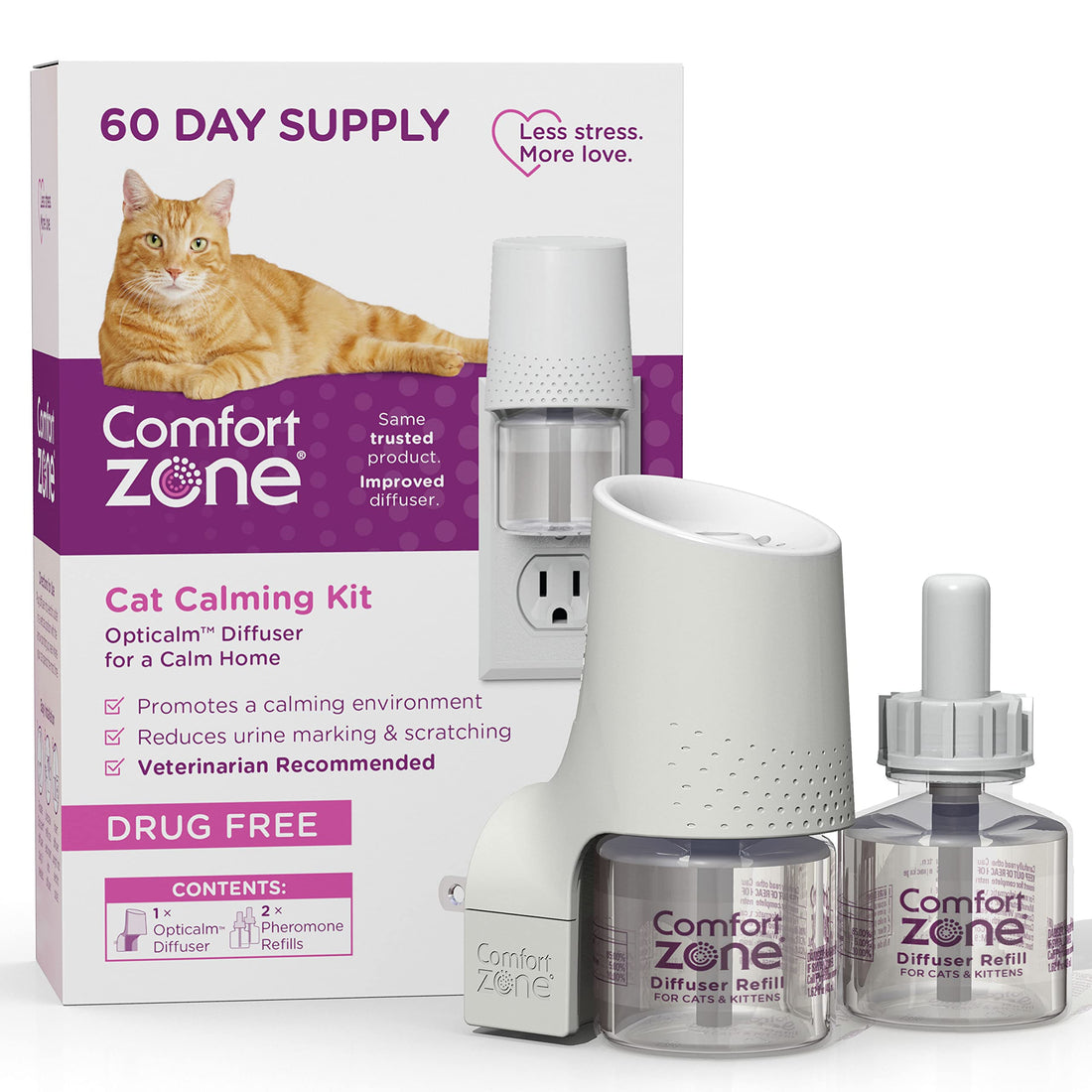 Comfort Zone 60 Day Starter Kit: 1 Cat Calming Diffuser & 2 Refills