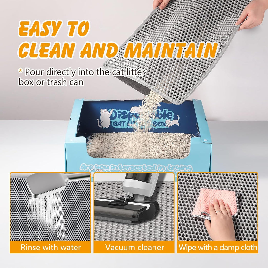 ondware Cat Litter Mat, 30x24 Inch Double Layer Litters Box Mat
