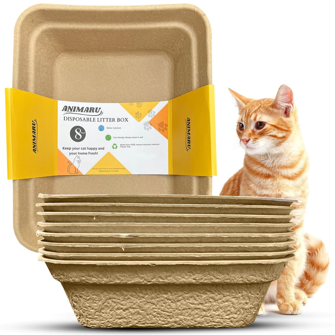 Disposable Litter Boxes (Brown, Large 8-Pack)