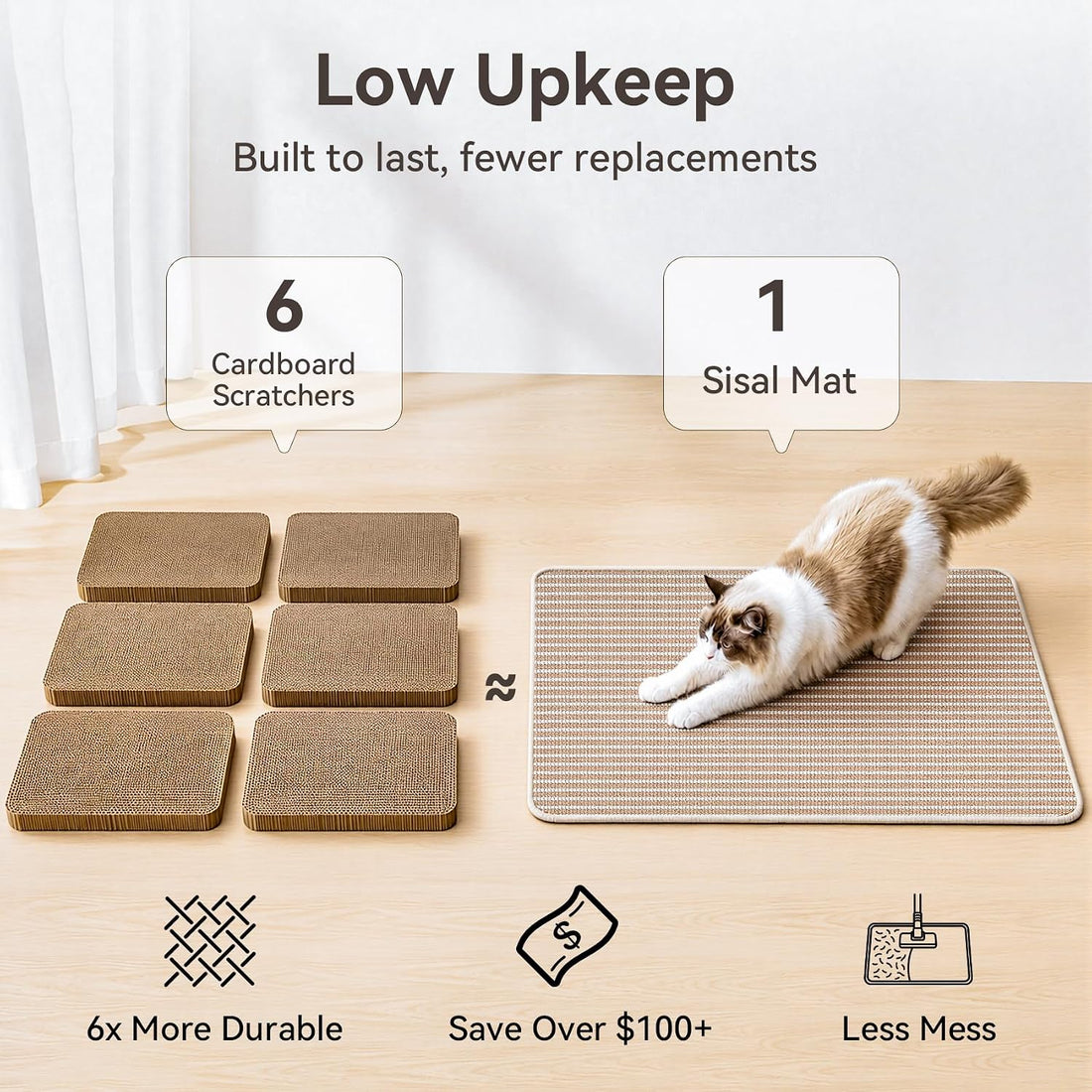 Cat Scratcher Mat, 23.6"x15.7" Natural Sisal Cat Scratch Pad