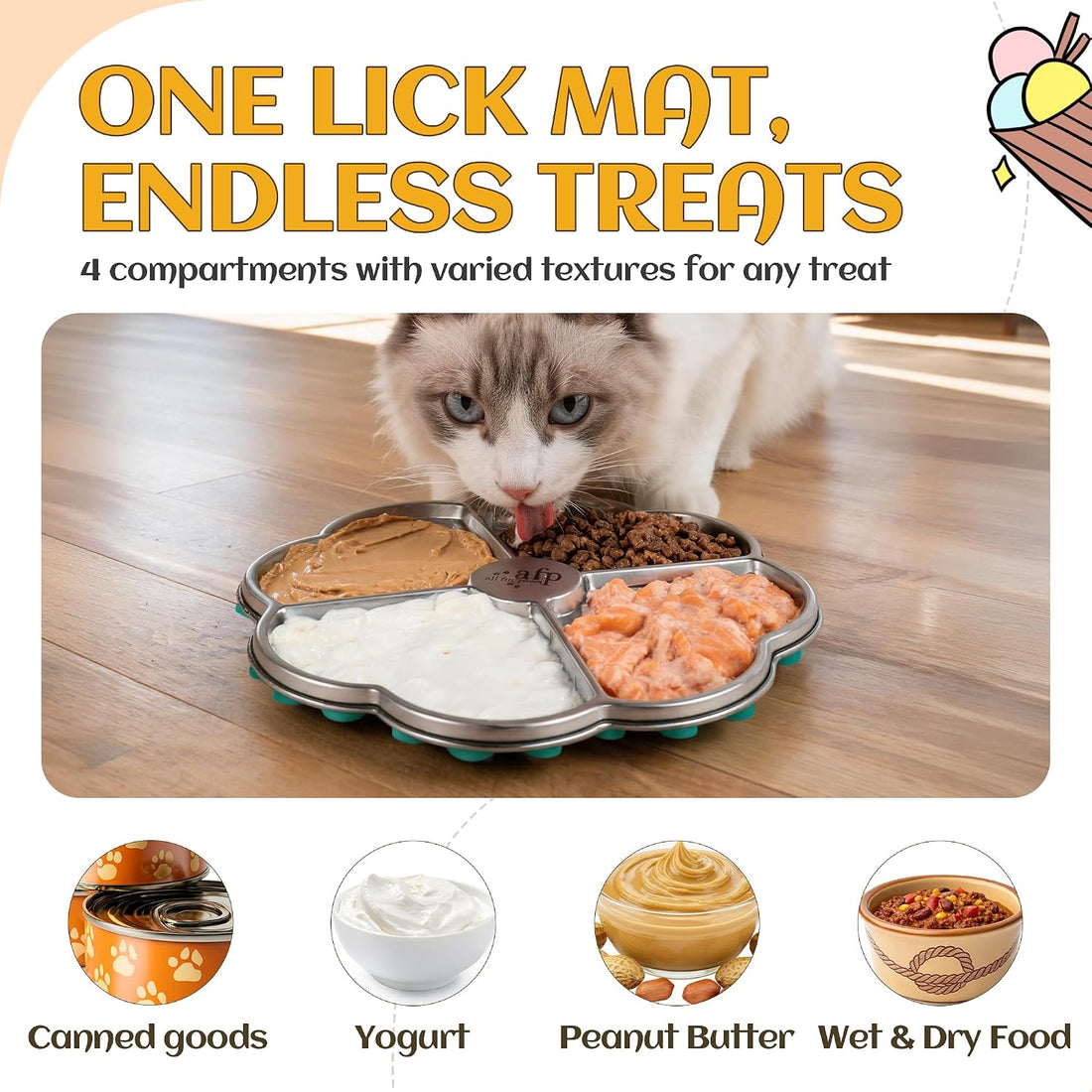ALL FOR PAWS Stainless Steel Lick Mat for Dogs & Cats