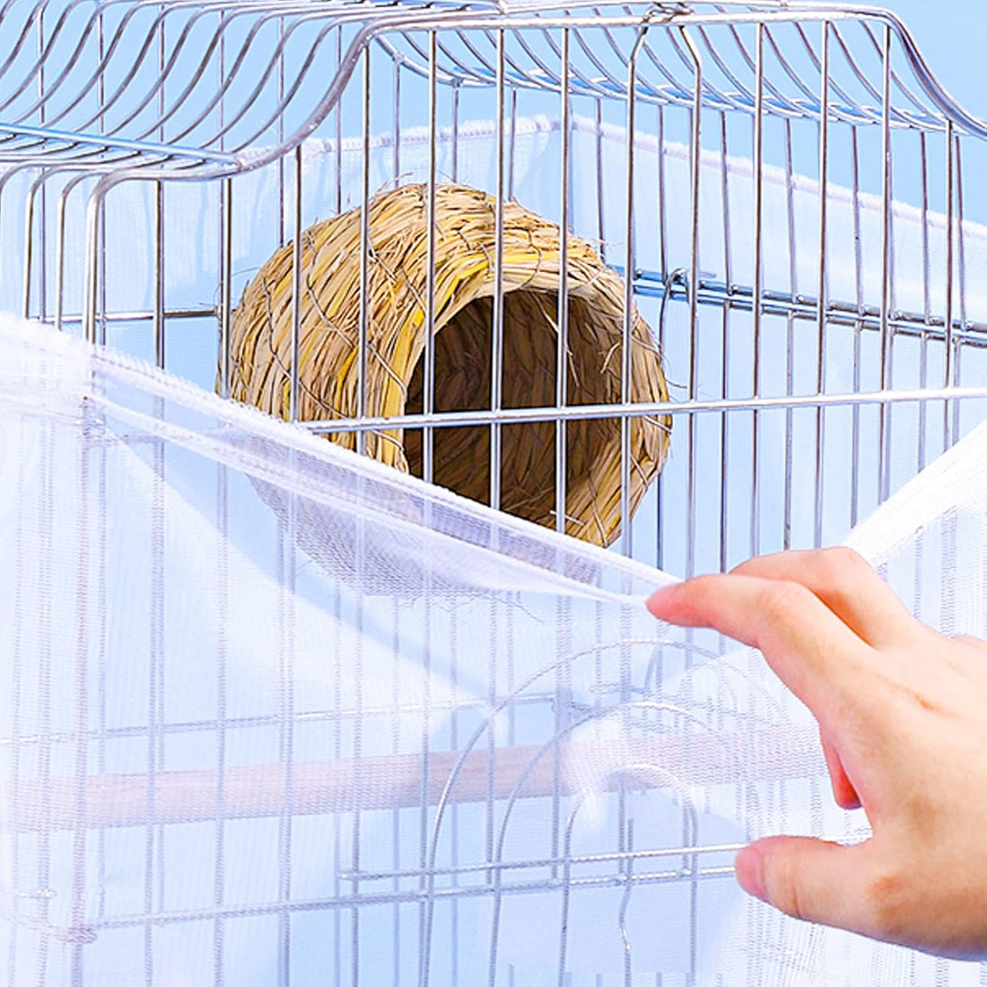 Bird Cage Seed Catcher, Large Airy Gauze Seeds Bird Cage Cover Guard