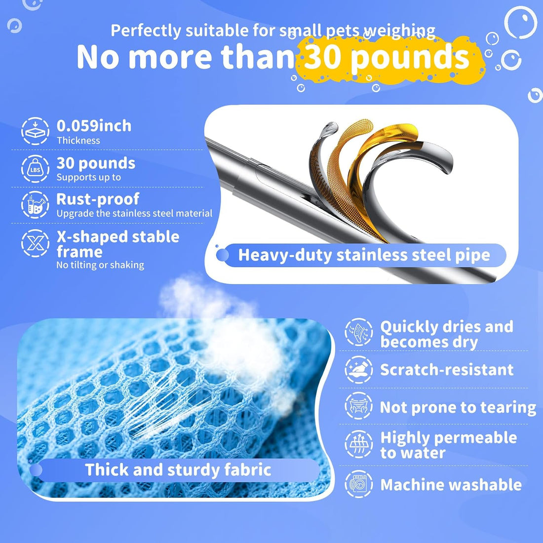 Foldable Dog Grooming Hammock with Stand for Small Dogs & Cats