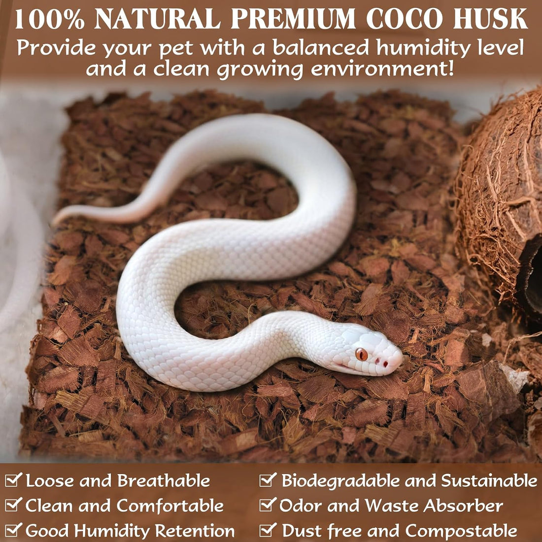 ZeeDix 10LBS Coconut Husk Chip Substrate for Reptiles