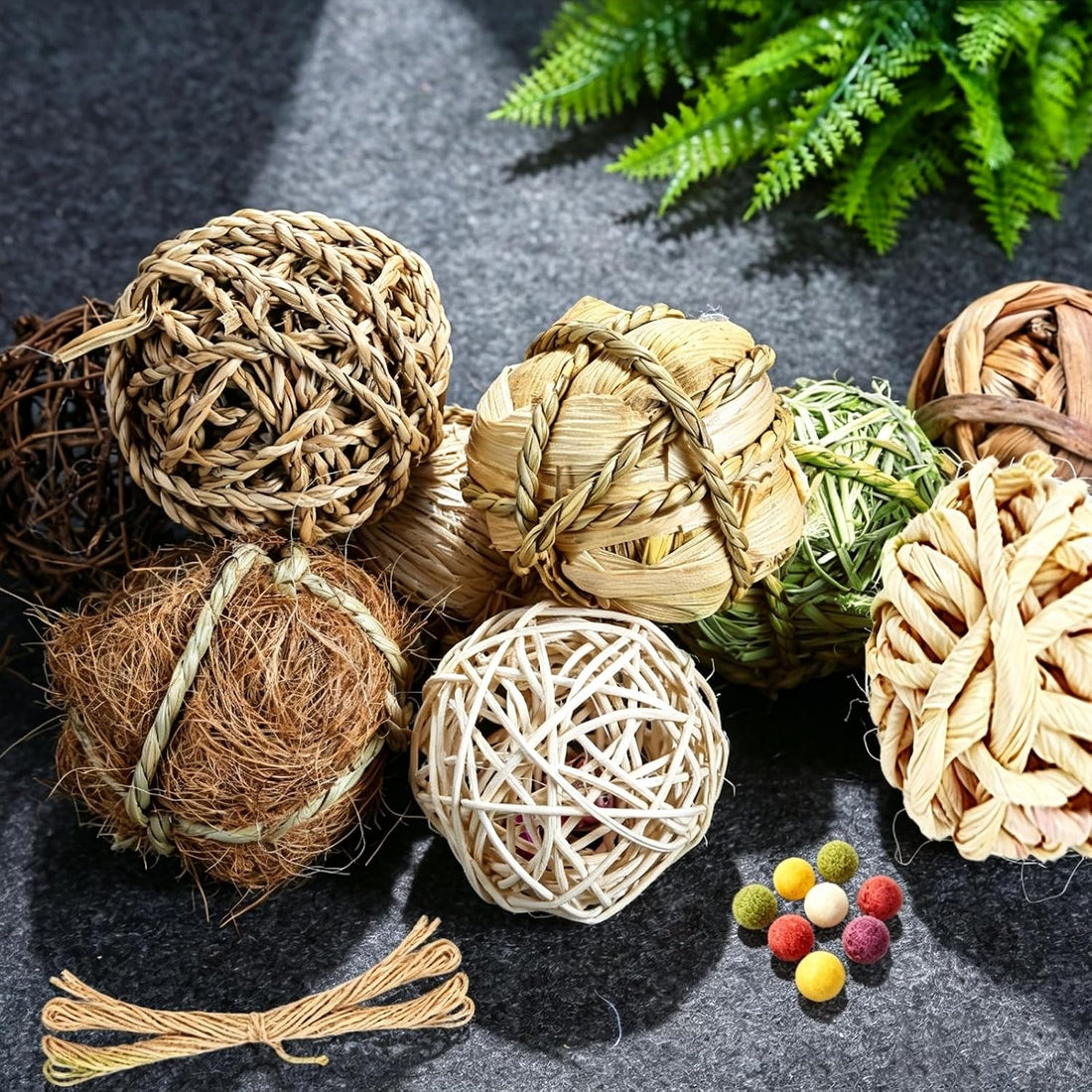 9PCS Bunny Chew Grass Balls with Rope