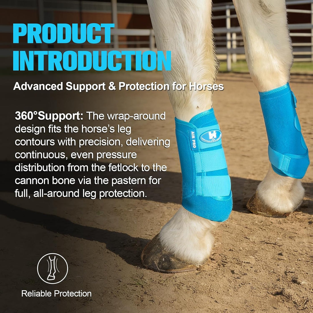 2 Pair Splint Boots for Horses Outdoor Sports(Pacific, Medium)