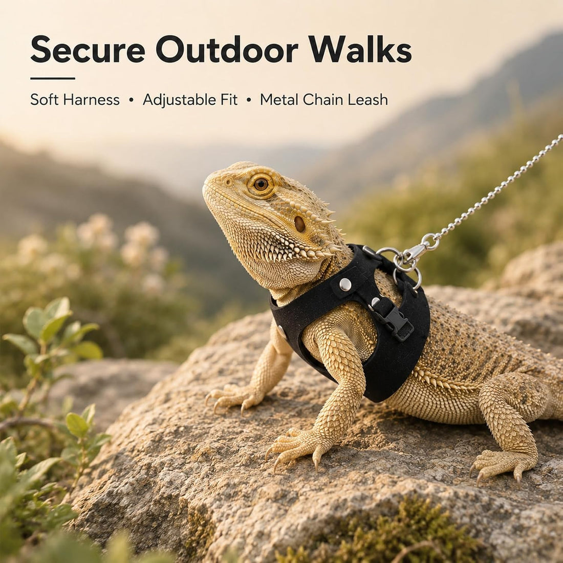 3size Bearded Dragon Harness and Leash Set Escape Proof Vest