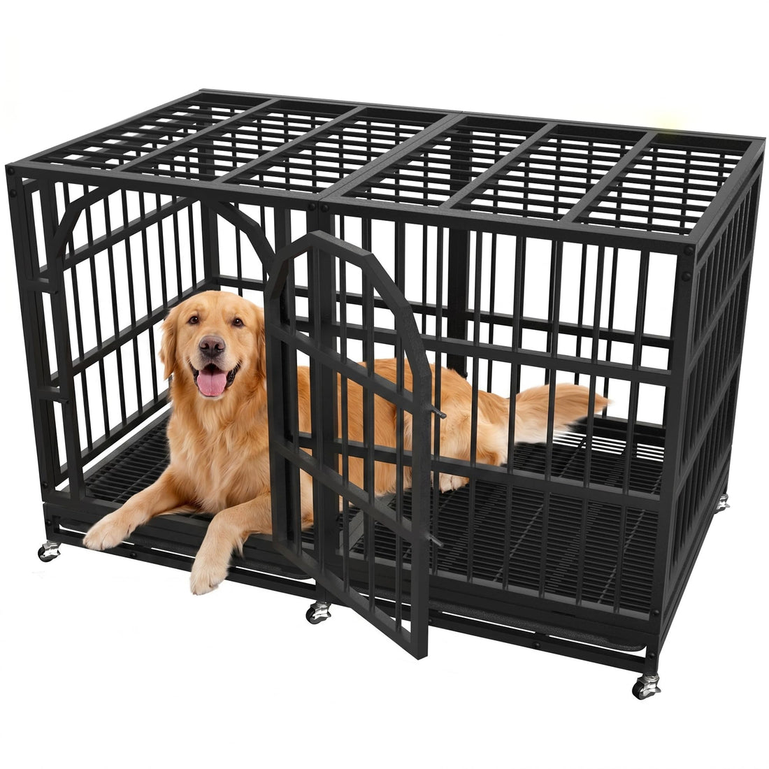 48 Inch Heavy Duty Dog Crate Indestructible Dog Kennel Large Indoor